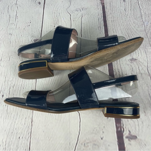 Kate Spade Merritt Slingback Dress Sandals Patent Leather Navy Blue Size 8 - Picture 11 of 15